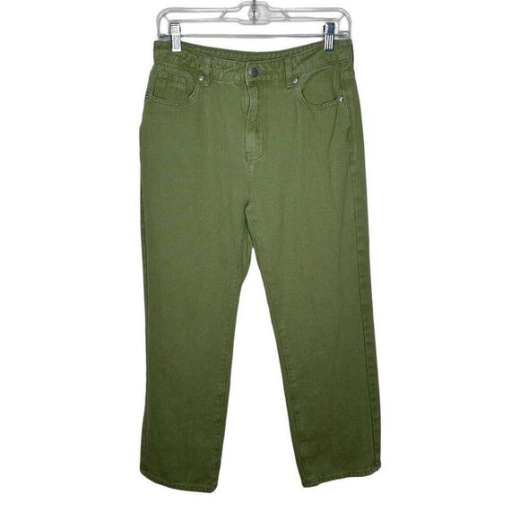 SHEIN Womens Green Cotton Polyester Five Pocket Belt Loop Button‎ Pants Petite M - Picture 2 of 5